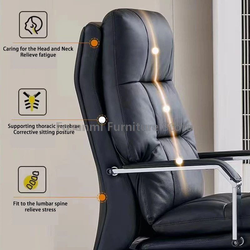Ergonomic Office Chair With Wheels And Swivel Seat Comfortable Leather Chair Adjustable Backrest Angle Computer Chair For Gaming