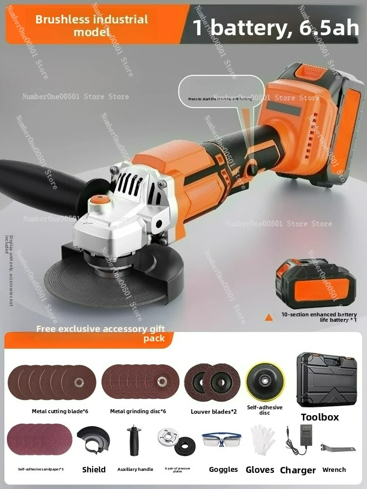 

Brushless Angle Grinder Lithium Battery Powered Cordless Polishing Cutting Machine High Power Electric Tool with Battery Charger