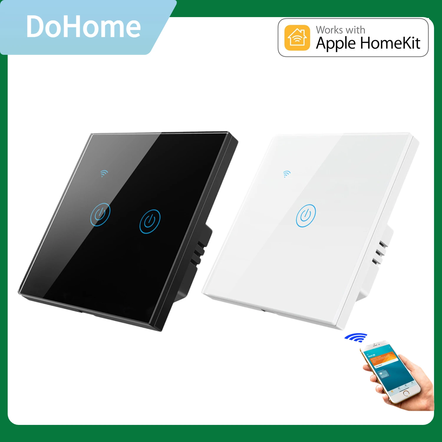 

Touch Wall Light Switch,WiFi Smart Switch,Works with Apple HomeKit Siri,Alexa and Google Home,10A 600W/Gang (Max),APP Control