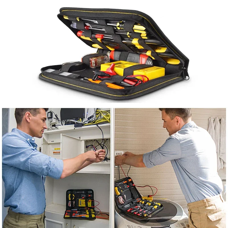 Electrician Tool Bag Waterproof Durable Multitool Organizer with Pliers Wrench Multimeter Pocket for Electricians Mechanics