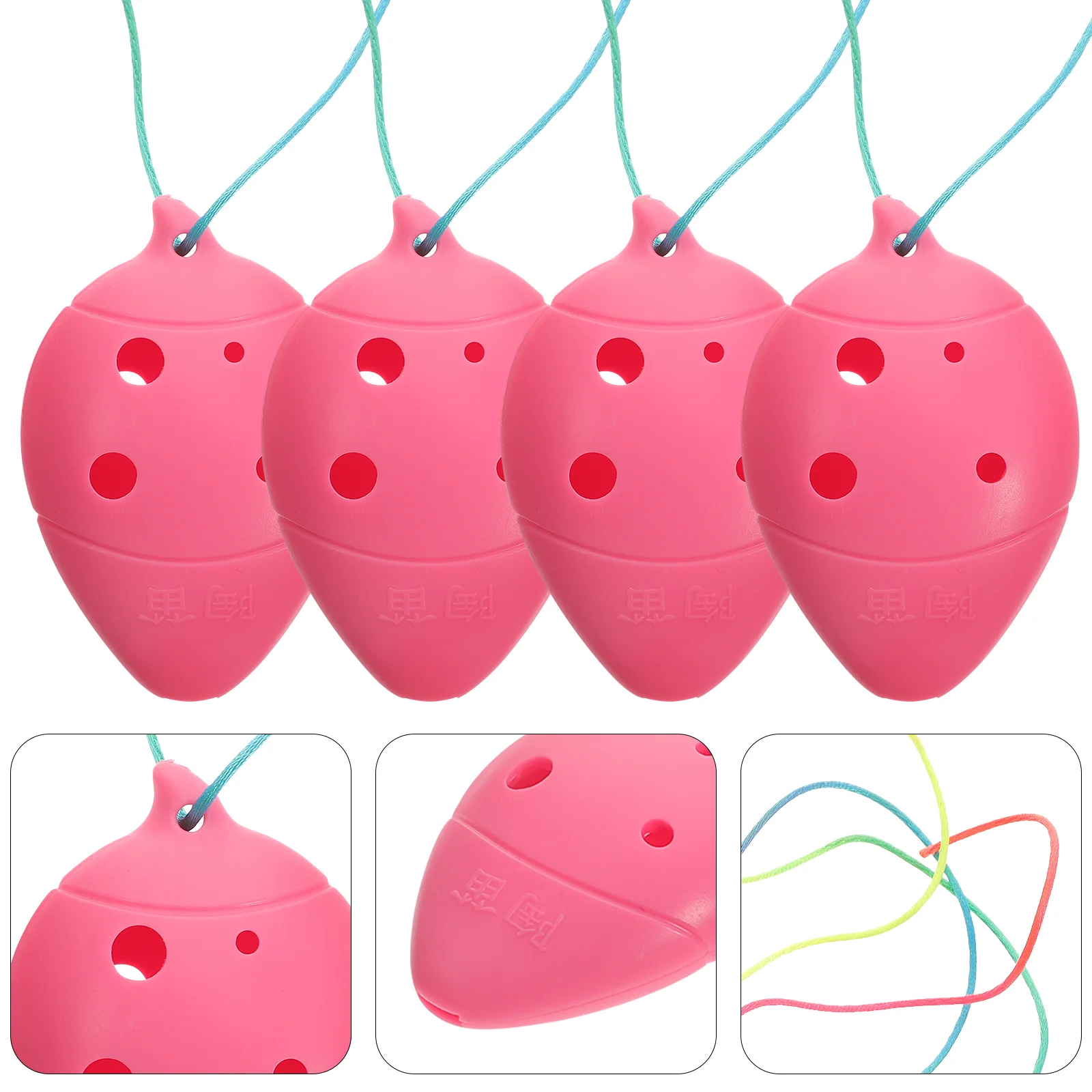 4 Pcs Kids Mini Ocarina Hole SC Plastic Whistle Professional 6-hole Instrument Music Abs