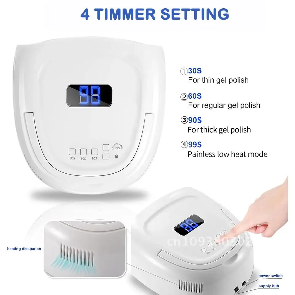 Oplaadbare LED-gelnagel Oplaadbare lampara de soi UV-lamp 96W voor metalen LCD-spijkers Draagbare lampweergave Draadloze basis en