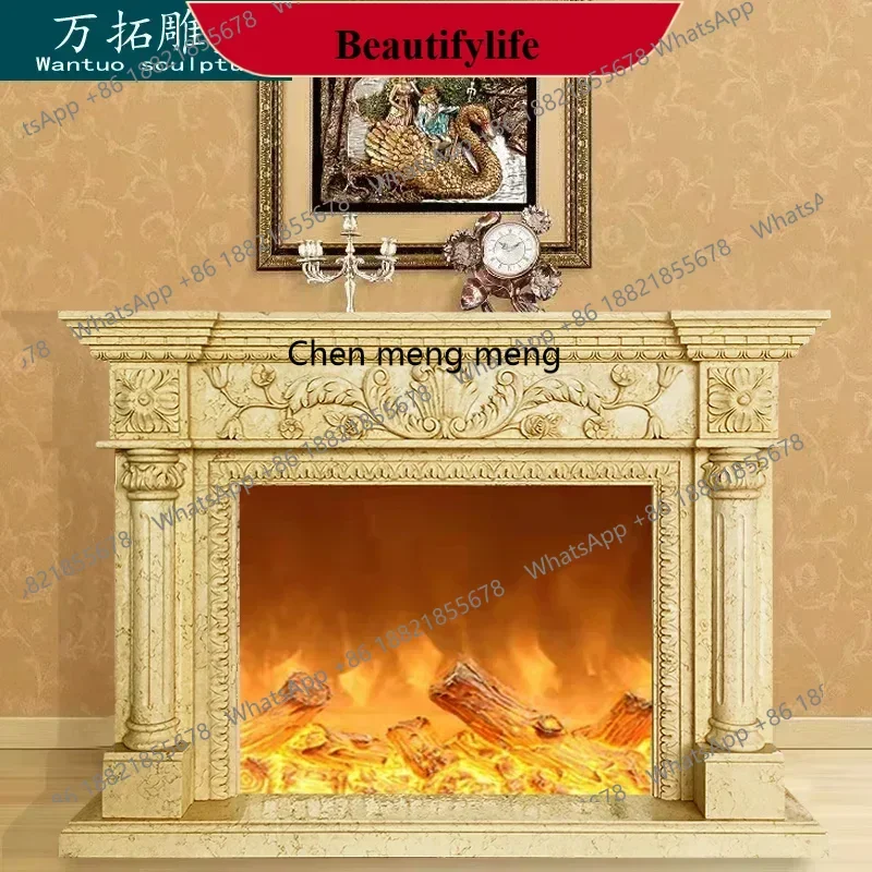 

D178 Натуральный камень, европейский резной мраморный камин, декоративная камин египетского бежевого цвета на заказ