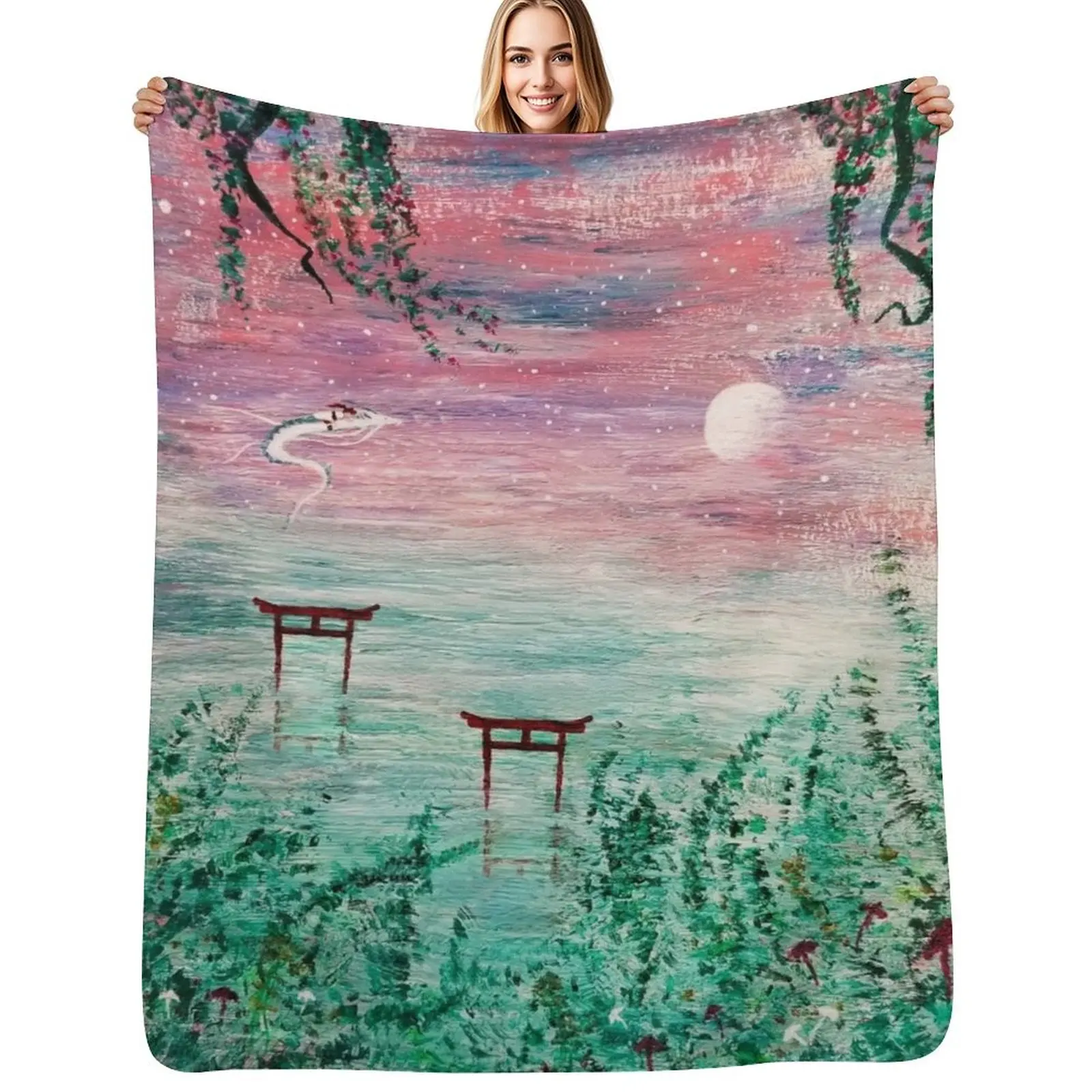 Haku Dragon River Spirit Throw Blanket Ultra Plush Cozy Blanket for Napping Sleeping