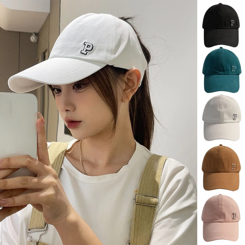 Summer Breathable Air Sun Hats Women UV Protection Top Empty Solid Sports Hat Sunscreen Running Baseball Cap High Horsetail Cap