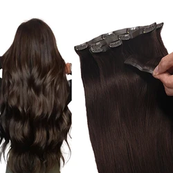 Russian Human Remy Hair Clip ins Wholesale Invisible Seamless Clip in Hair Extension Human Hair 6pcs 100-120g