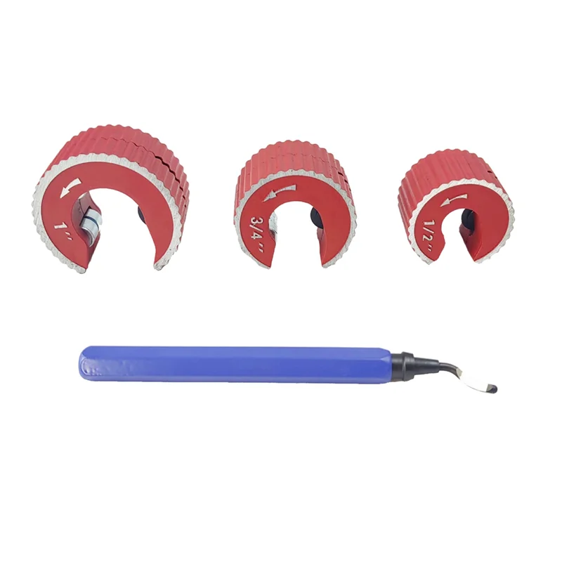 

ABKO-Copper Tubing Cutter Set Copper Pipe Cutter Tool,Include 3Pcs 1/2-1In.Cutters,1Pc Trimming Knife,3 Spare Cutting Wheel