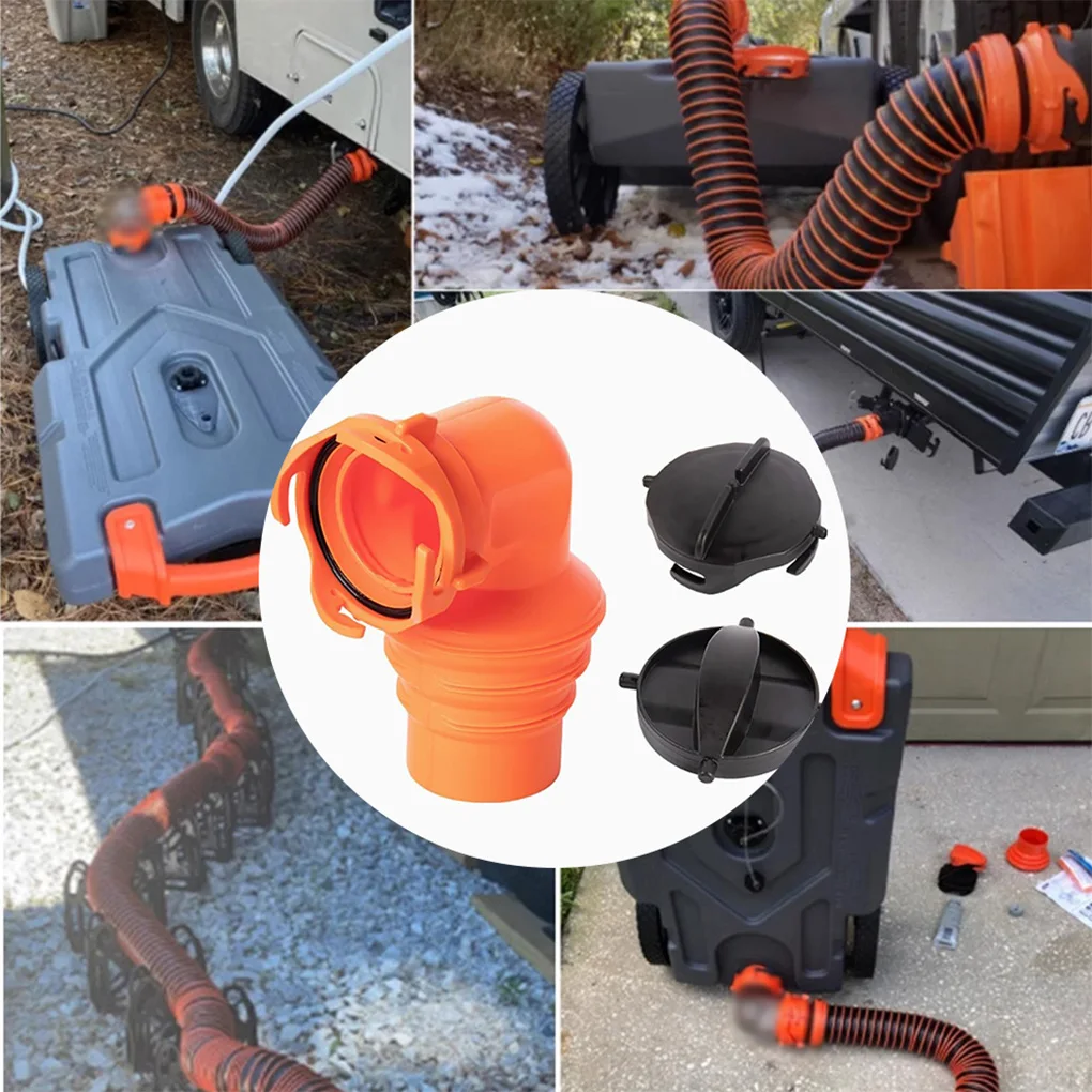 

RV Sewer Hose Elbow RV Drain Hose Elbow RV Sewer Hose Elbow with Lid 90 Degree Sewer Hose Connector for Yacht