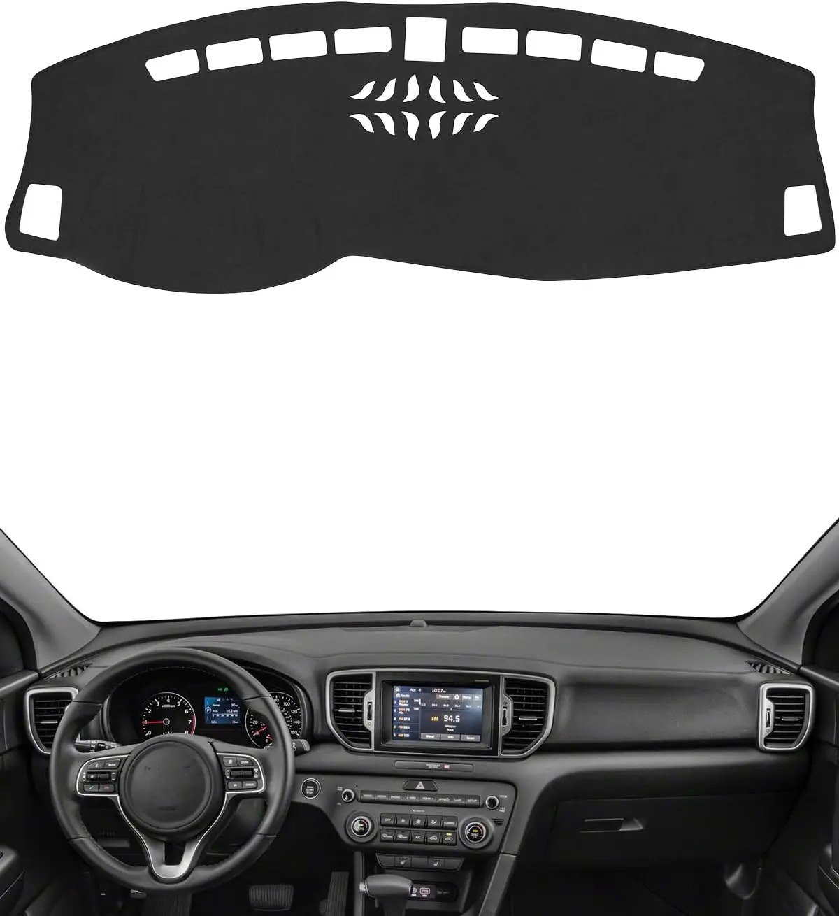 Dash Cover for Kia Sportage 2017 2018 2019 2020 2021 2022 Accessories Black Flannel Dashboard Cover Mat Car Dashboard UV Sun
