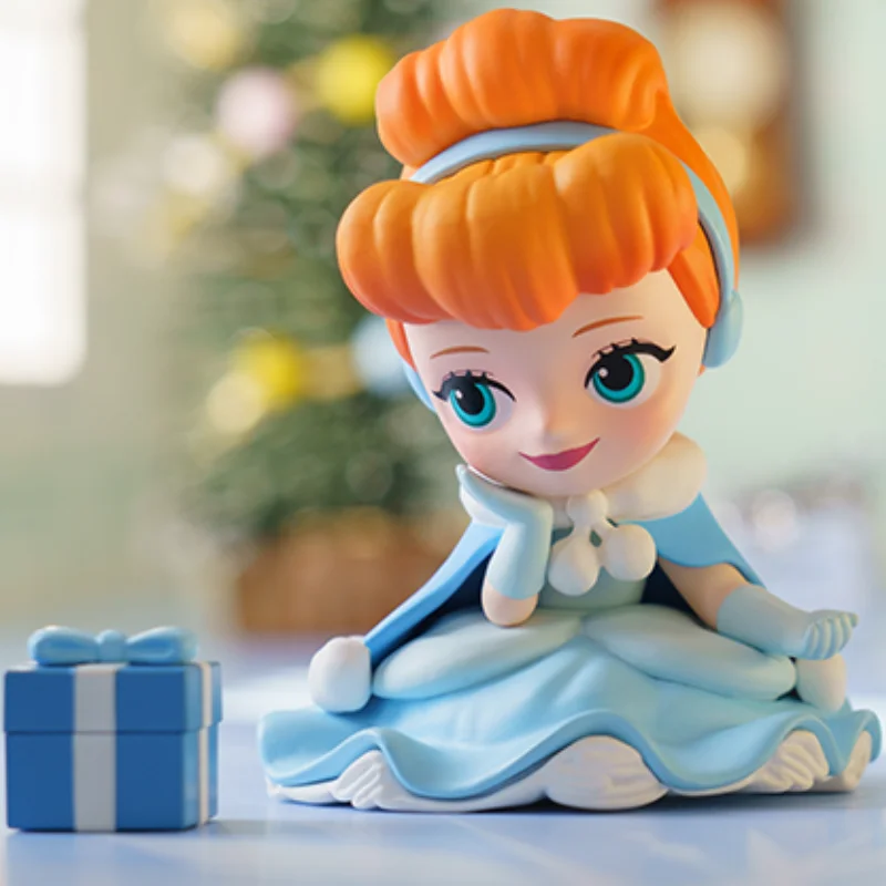 Genuine Disney Princess Warm Winter Gift Series Figure Disney Fans Mini Figure Doll Toys Cartoon Toy  Ornaments For Girl Gifts