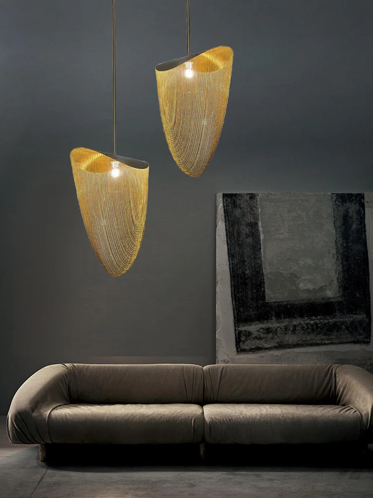 

Gold/Rose Gold/Chrome Metal Tassel Ceiling Chandeliers Modern Hanging Lamp Stair Pendant Lighting Fixtures Living Room Lustre