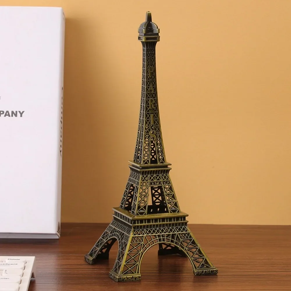 Alloy Metal Collectible Figurine Structure Theme Tabletop Ornament Eiffel Tower Statue Decor for Home Office Bar Shelf 7 Sizes