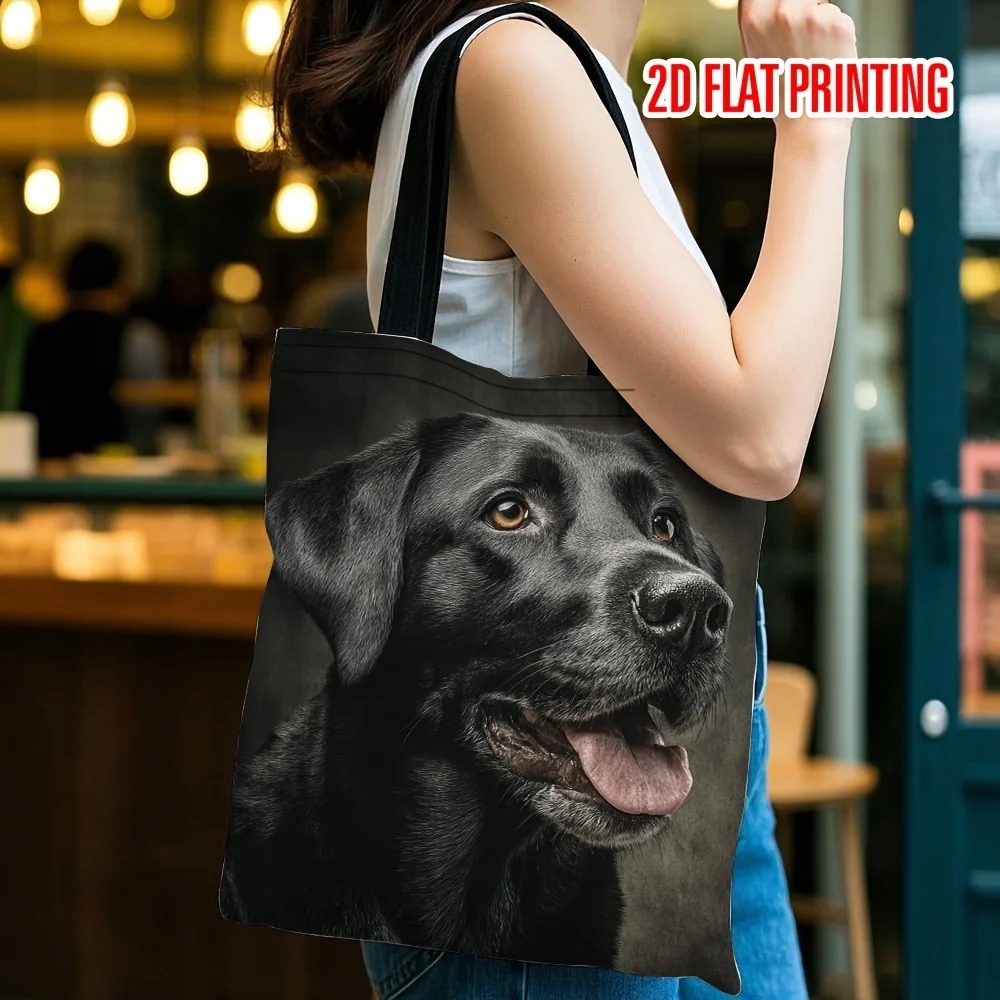 

Сумка-тоут с 2D-принтом в виде черного собаки, яркий разноцветный дизайн