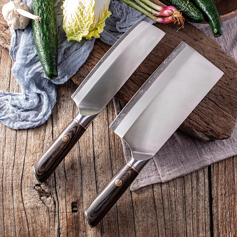 

Cleaver Knife Damascus Stainless Steel Kitchen Chef Knives Razor Sharp Slicing Knife High-end Cooking Knives Woodhandle Tools