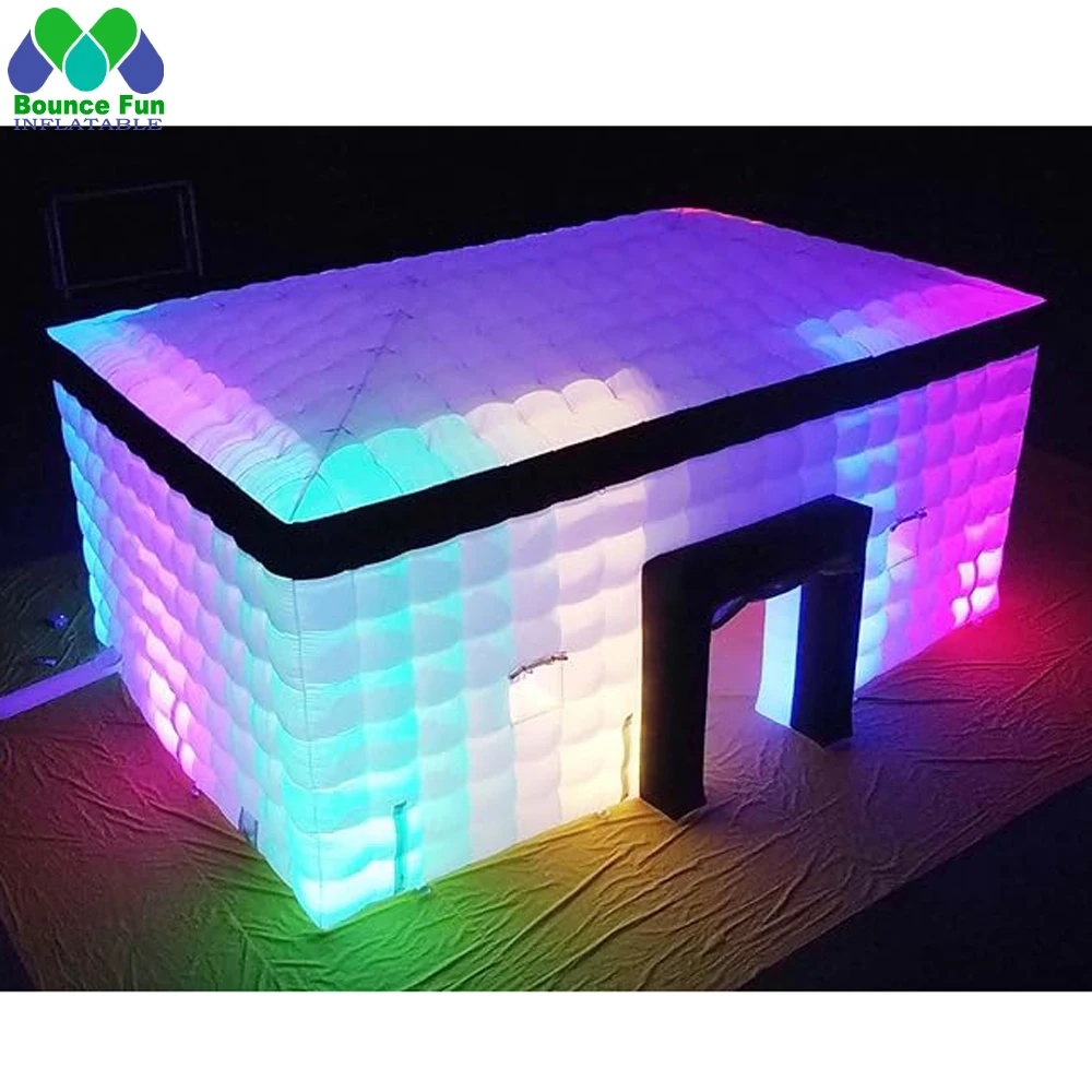 

Large White Inflatable Cube Party Tent Inflatable Nightclub Tent Outdoor Wedding Events Air Building House With Led Lights