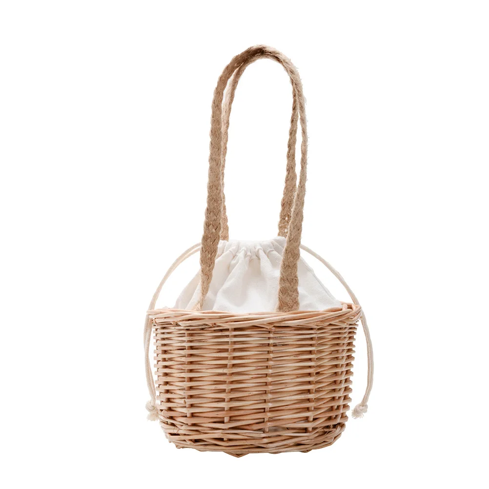 

Straw Woven Unique H made Rattan Basket Large Capacity Storage Container Pouch Travel Beach Party Shopping