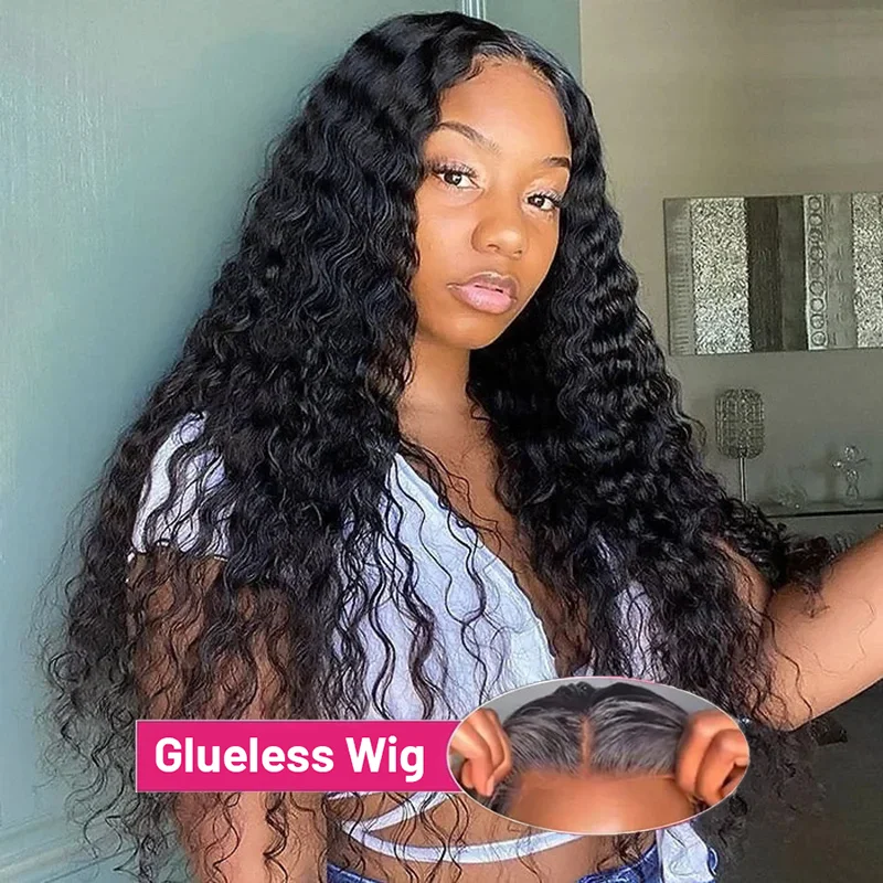 

200% Deep Wave Glueless Wigs Human Hair Water Wave Curly 5x5 6x4 7x5 Lace Closure Wig Ready to Wear Remy Hair For Women Pre-Cut