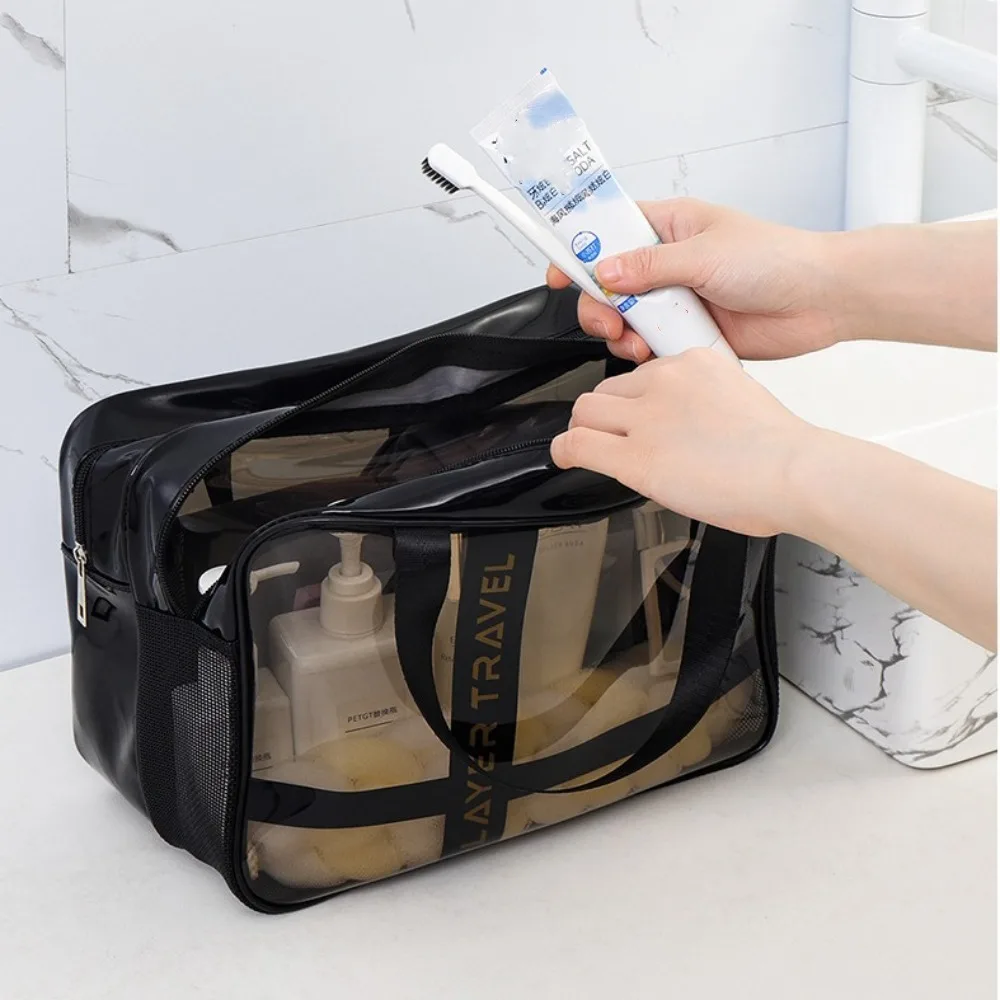 Handbag Clear Women Cosmetic Bag Double-Layer Wet-dry Separation Travel Wash Bag Storage Multi-purpose Makeup Pouch Travel