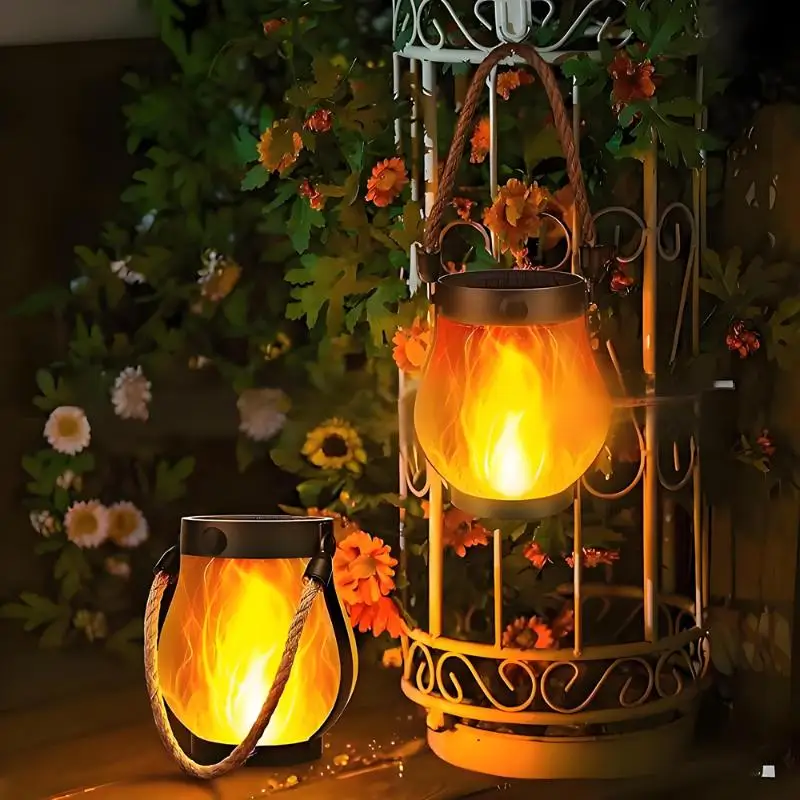 Weatherproof Flame Light Solar Garden Dancing Flame Lantern For Outdoor Decor Flickering Garden Light