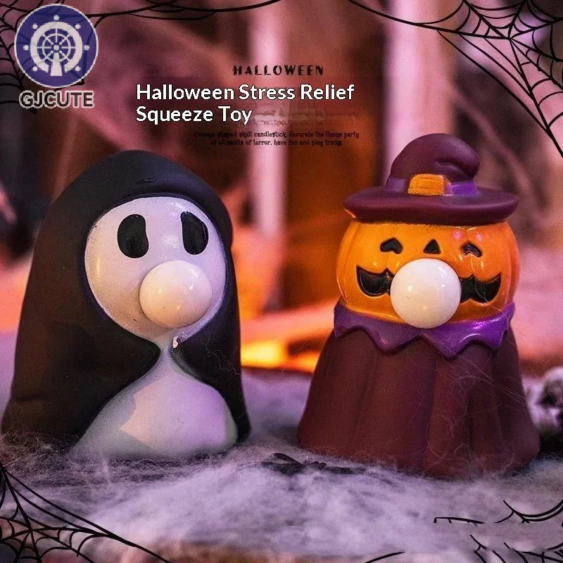 Pumpkin Ghost Stress Relieving Pinching Toy Cute Stress Relieving Soft Blowing Bubble Fidget Pinching Halloween Toy Gift