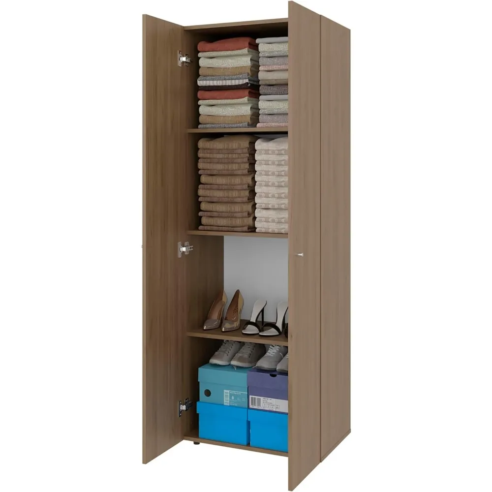 Armario moderno de madera de ingeniería con 2 puertas y 4 estantes - Gabinete de almacenamiento para dormitorio de roble natural y blanco para una vida organizada