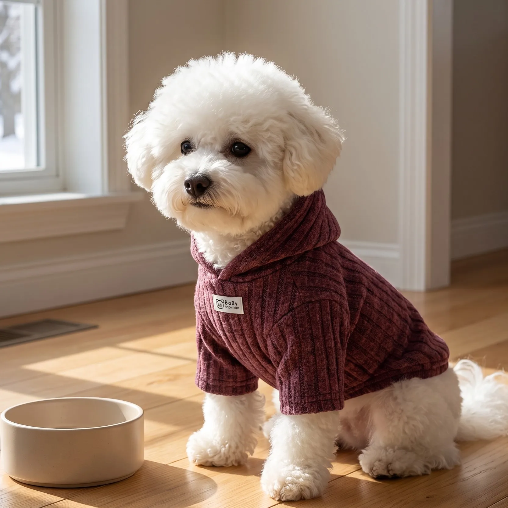 Kleidung für Hunde im Karomuster, Kapuzenjacke für Haustiere, Strickjacke mit Knöpfen für Hunde, Karo-Kapuzenjacke für Haustiere, Oberteil für Hunde mit Tasche. – Detail 5