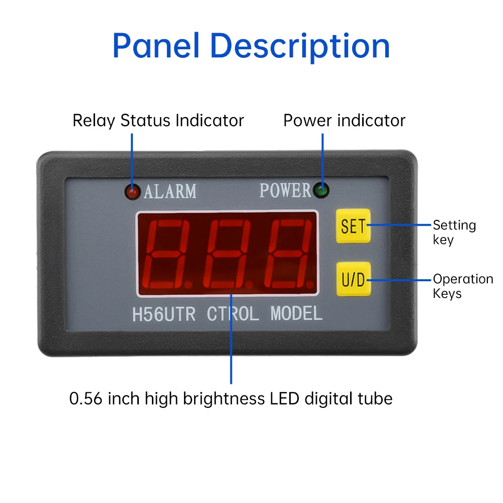 DC 12V 24V Digital Time Delay Relay Red LED Display Cycle Timer Control Switch Adjustable Timing Relay Time Delay Switch H56HR