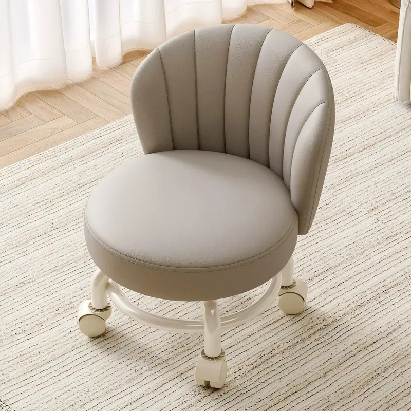 Thickened Plastic Baby Stool with Silent Universal Wheels Low Lazy Rotating Seat with Backrest Four Wheel Mobile Toddler