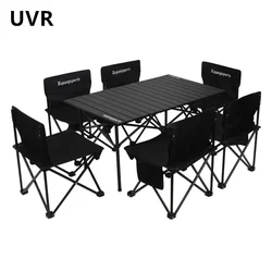 UVR Folding Camping Table and Chairs New Ultra-light Picnic Equipment Portable Aluminum Alloy Egg Roll Outdoor Table and Chairs