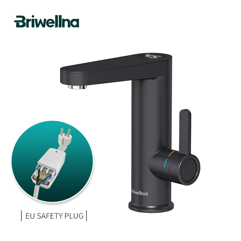 Briwellna Electric Water Heater Hot Water Faucet 2 in 1 Basin Tap Tankless Geyser 220V Instant Water Heater Faucet UK Plug