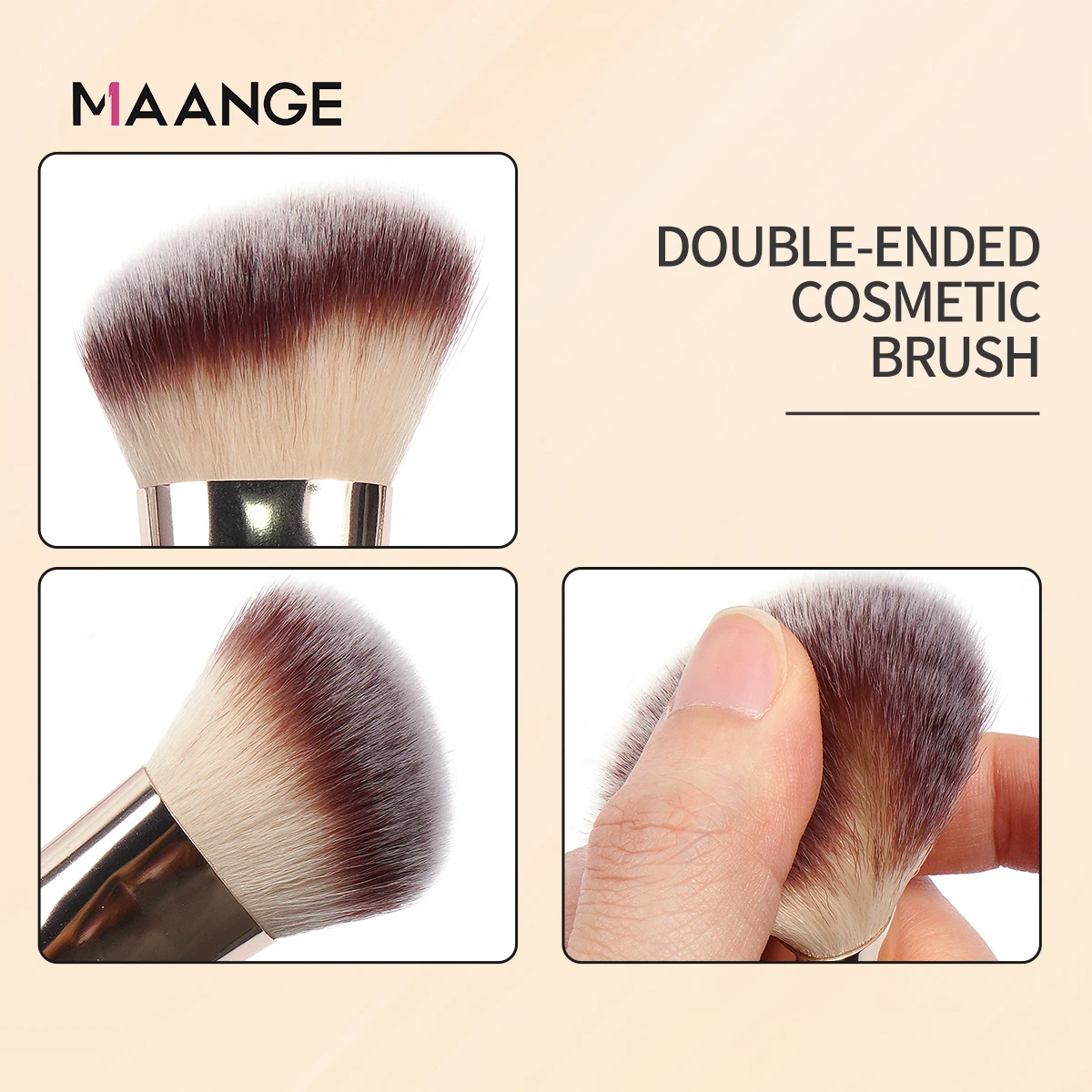 MAANGE 1 pz pennello per trucco a doppia testa 2 in 1 pennello per fondotinta pennello per fard in polvere con setole morbide e Dense per i viaggi