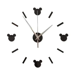 Reloj De Pared Mirror Living Room Wall Clock 3D Mute Cartoon DIY Mickey Acrylic Wall Sticker Clocks Decoration Dining Decor
