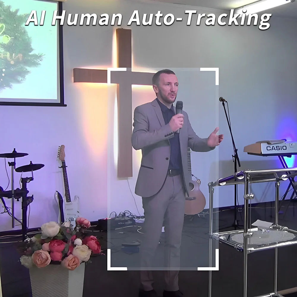 Câmera 4K60FPS NDI POE 12X 20X Zoom AI Tracking PTZ Câmera SDI HDMI USB Câmera de conferência para transmissão ao vivo de igreja