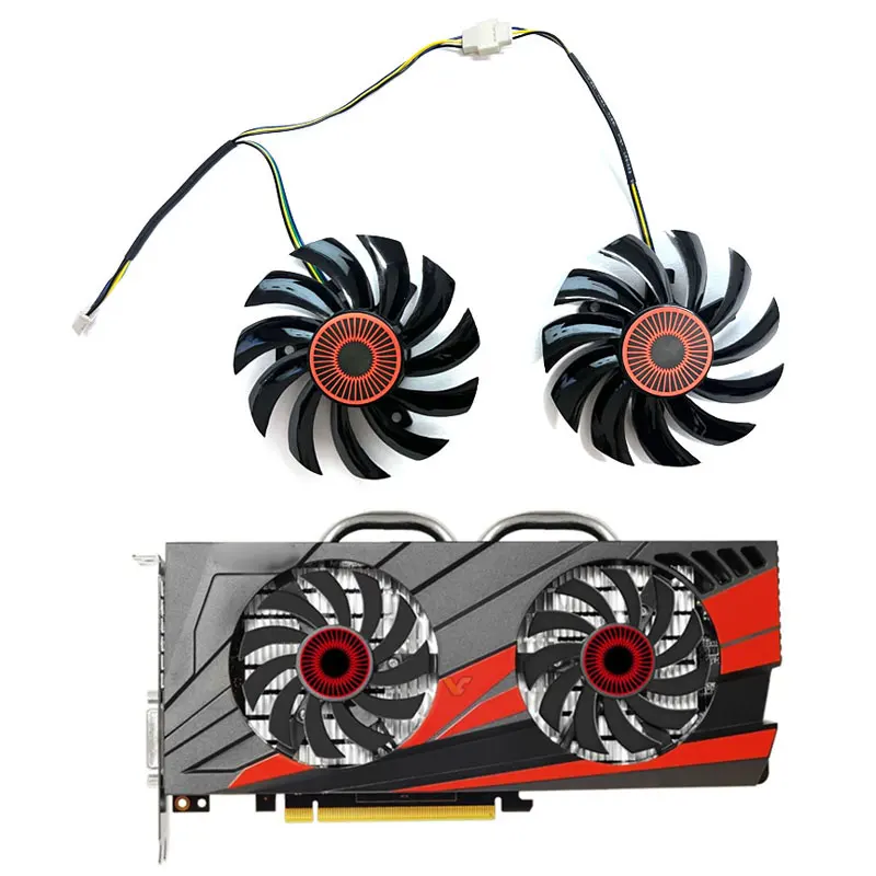 2 fans 75MM brand new for ASUS Geforce Gtx1060 1050ti 1050 960 950 Rx560 graphics card replacement fan