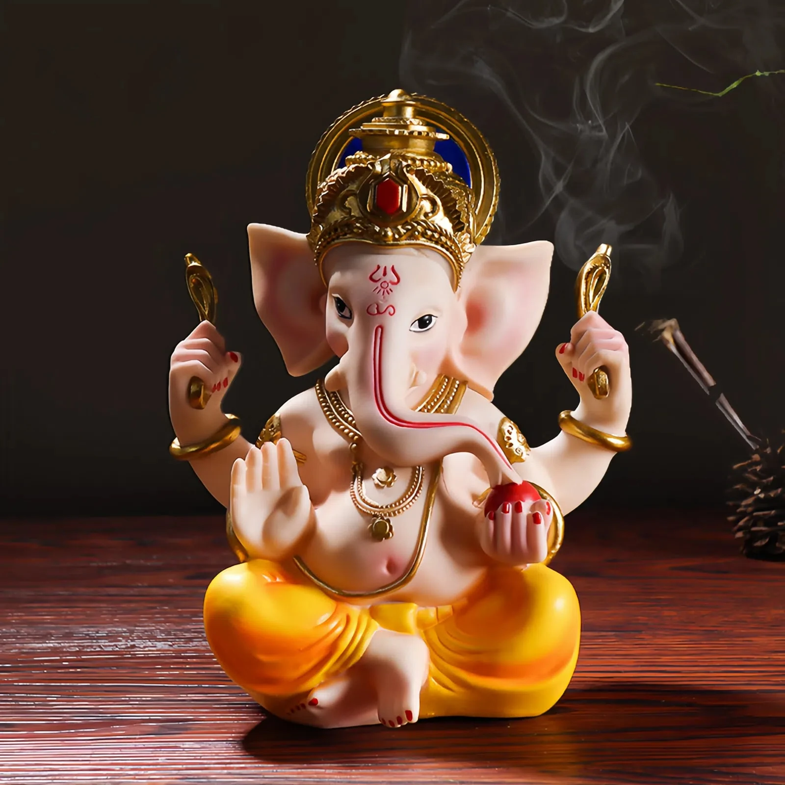 

7.67 Inches High Ganesha Statue,Hindu God Statues,Lord Buddha Statue,Home Garden Decoration Figurine Resin Ornament