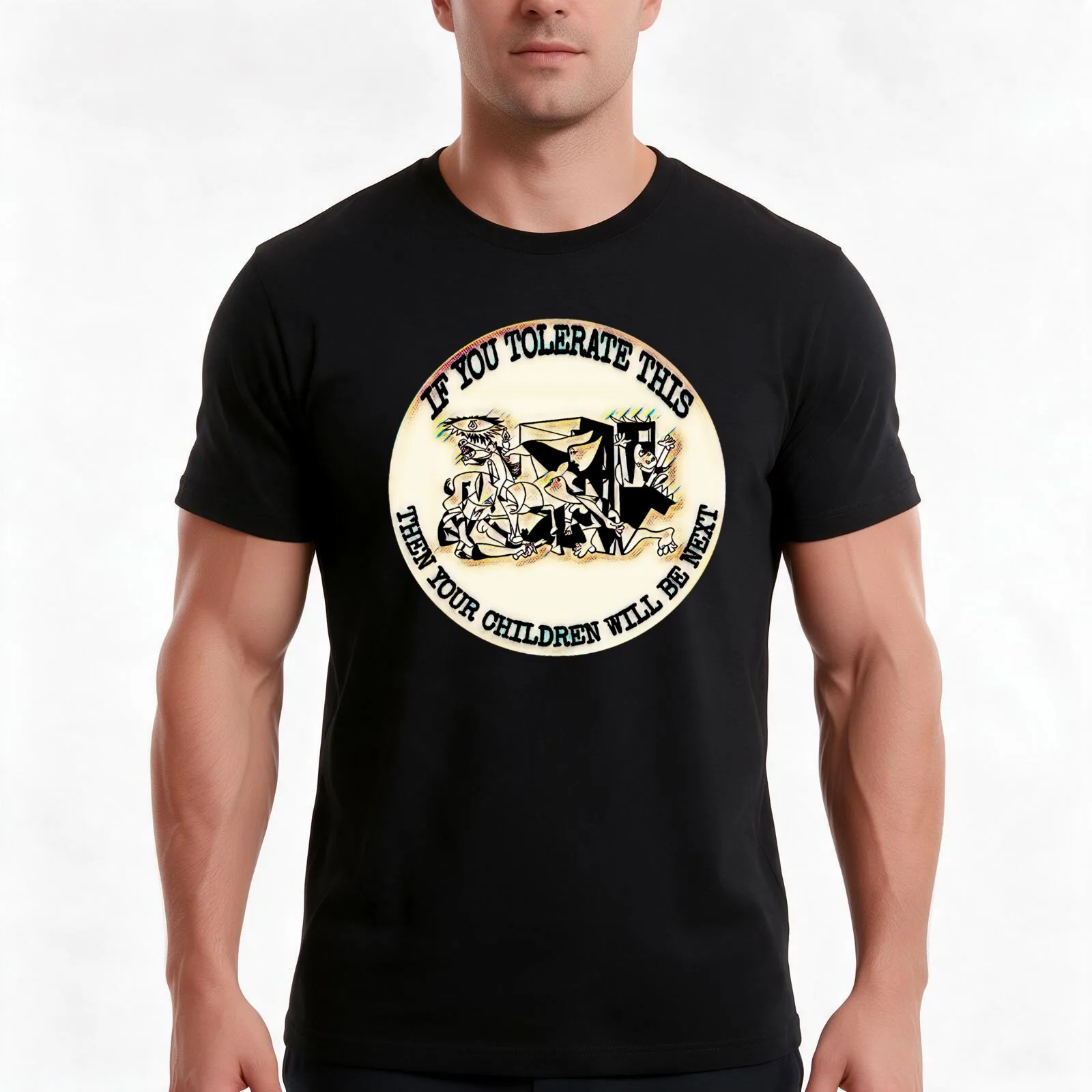 Picasso Guernica - If You Tolerate This Then Your Children Will Be Next T-Shirt, Summer Casual Cotton Tee, Vintage Graphic Print