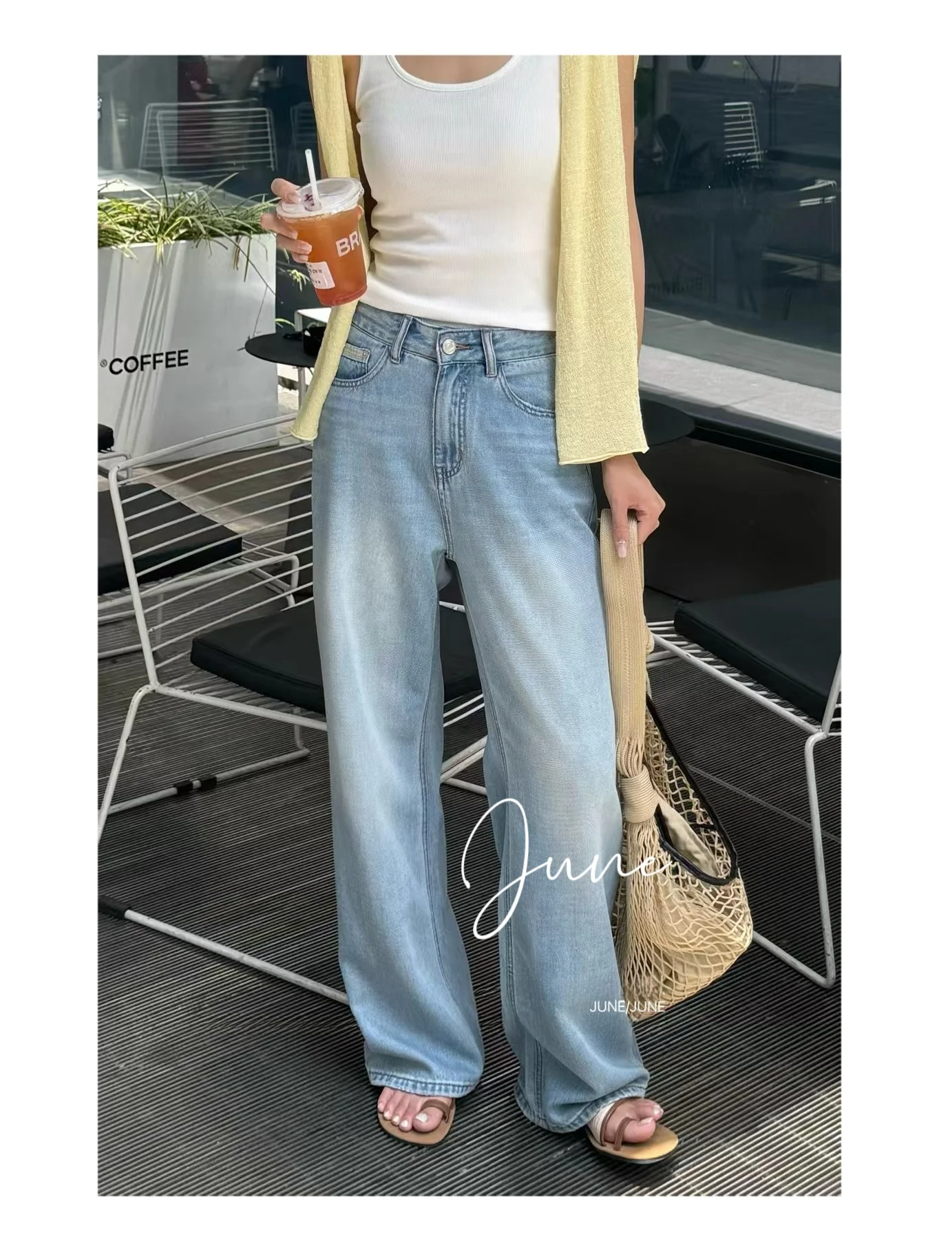 

High Waist Straight Leg Wide Leg Jeans Women's Summer Long Pants Cotton 00 Embroidery Wa Blue Fre Sle Casual Denim
