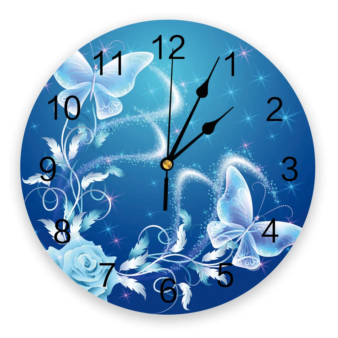 Flower Butterfly Bling Clock Living Room Home Decor Large Round Wall Clock Mute Quartz Table Clock Bedroom Decoration Wall Watch