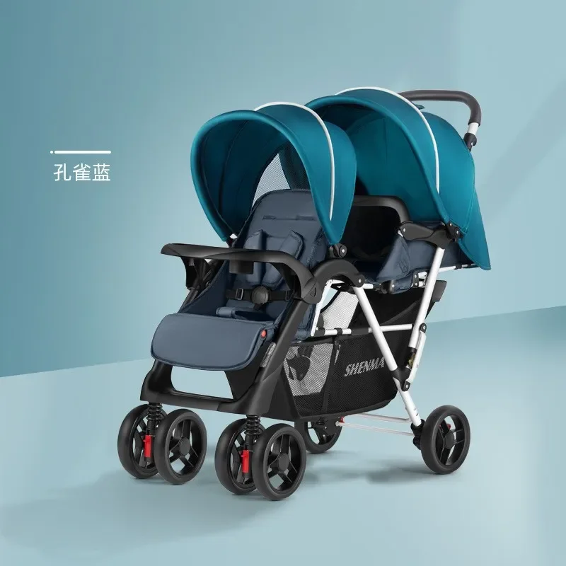 Double Baby Cart Second Child Size Treasure Front and Rear Seats Newborn Seatable Foldable Lightweight Cart