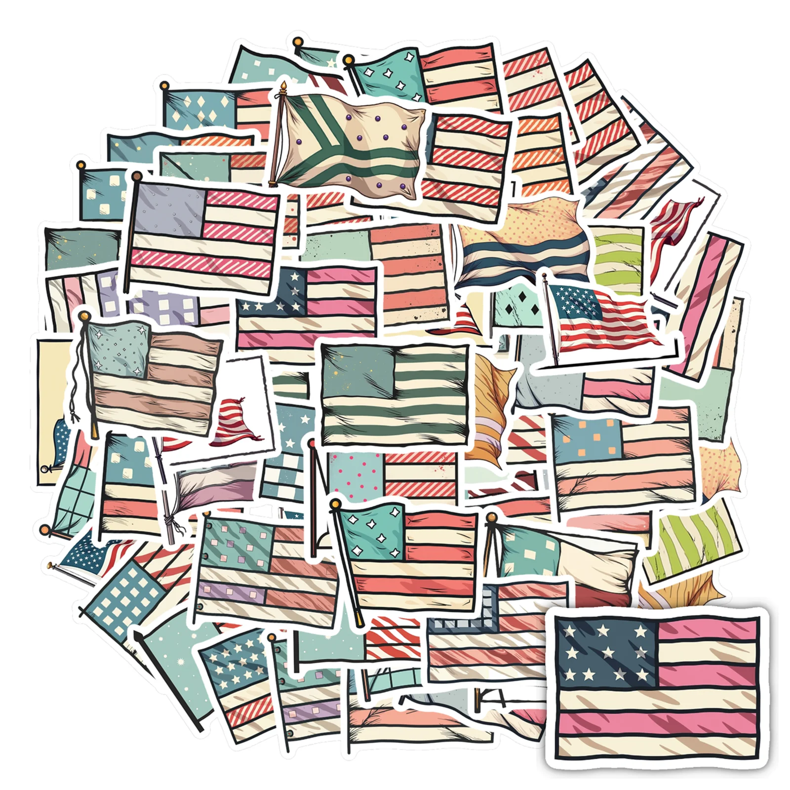 35pcs-70pcs Patriotic National Stickers Classic American Flag School Supplies Teacher Reward Stickers For Laptop Motorcycle