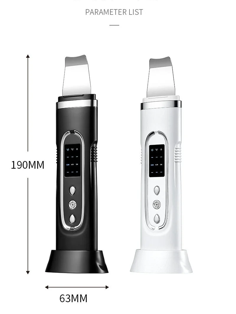 Ultrasonic Facial Spatula Blackhead Remover Deep Pore Cleaner Ion Vibration Acne Treatment Skin Lifting Exfoliation Multifunctio