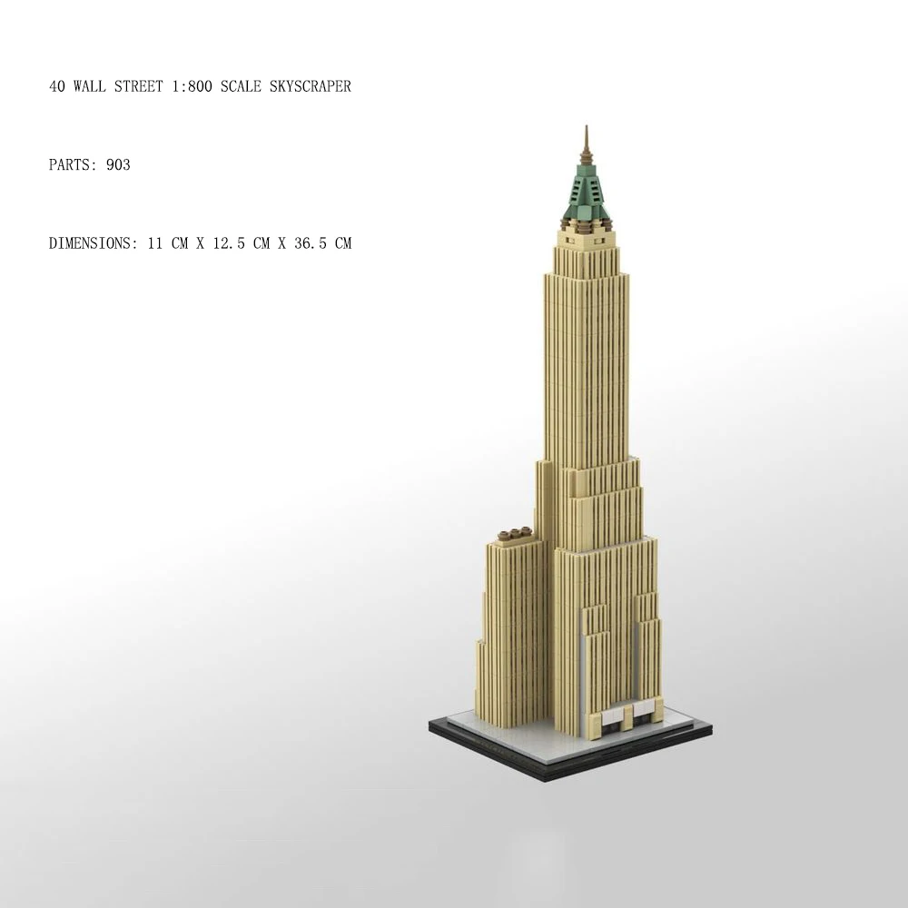 1:800 edificio serie One World Trade Center Street View architettura classica Mansion Building Blocks Model Toys Brick regalo per adulti