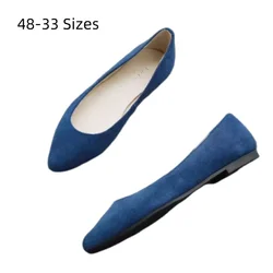 Women Military Green Flats Pointy Toe Nubuck Flock Flats Wide Fits 33 45 46 47 48 29cm Slip-On Luxury Desginer Ballet Shoes Grey