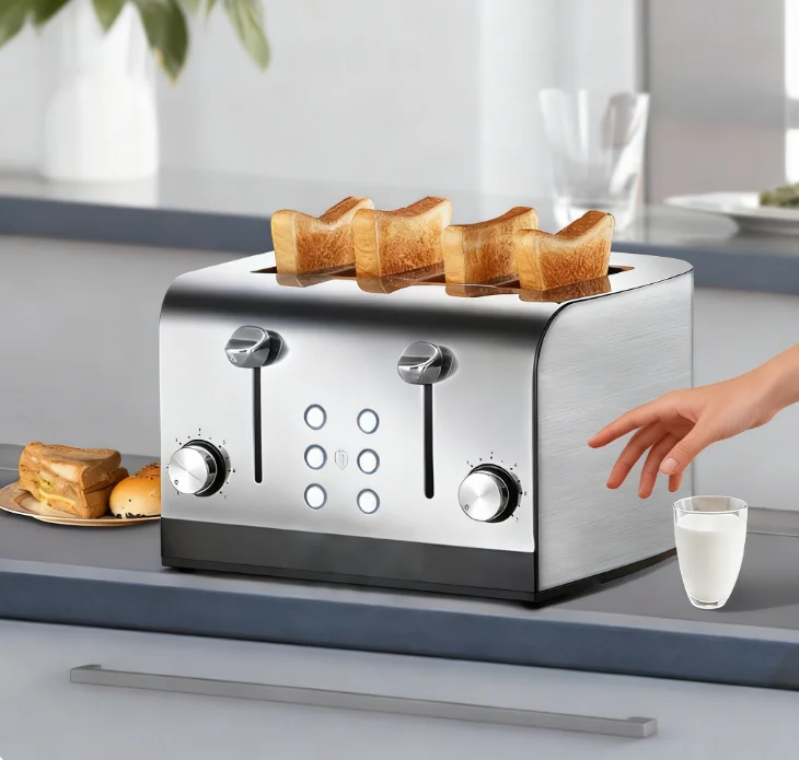 

Электрический тостер, высококачественный белый тостер с пружинным механизмом возврата, корпус из нержавеющей стали.