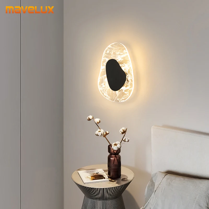 

New Luxury Led Wall Lamp Modern Minimalist Bedside Staircase Balconies Villa Background Crystal Acrylic Waterproof Wall Lights