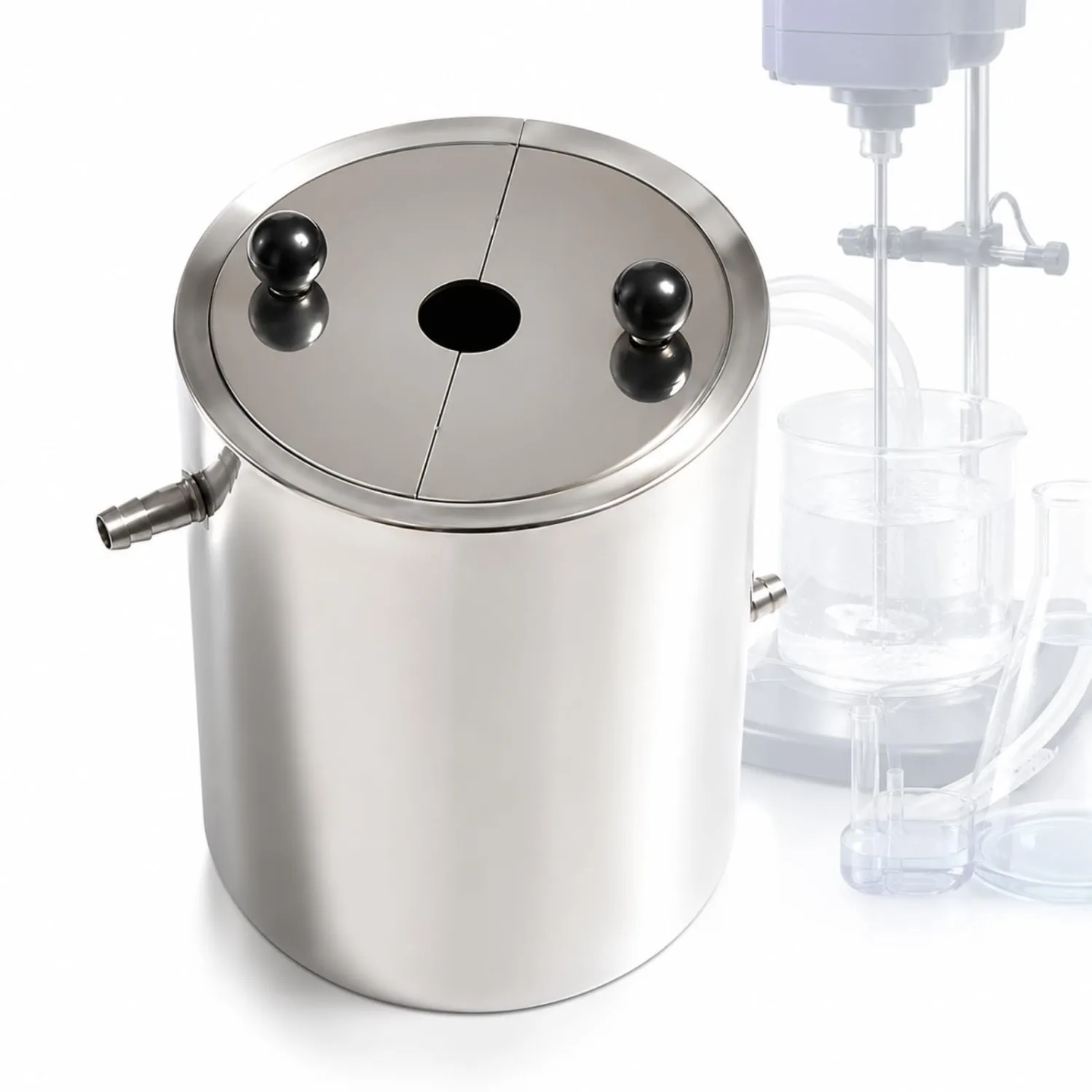 Lab Disperser Barrel, Laboratory Disperser Mixing Drum with Double Layer Water Jacket, Removable Semi Open Covers and