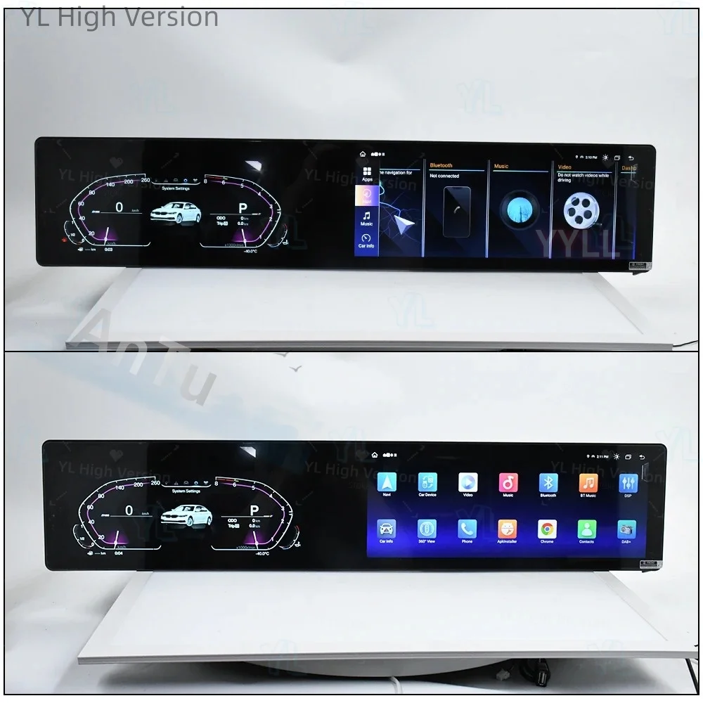 25 Inch Dual Screen Odometer CarPlay Android 14 For BMW 5 Series F10 F11 F18 2009-2017 Car Multimedia Player Car GPS Navigation