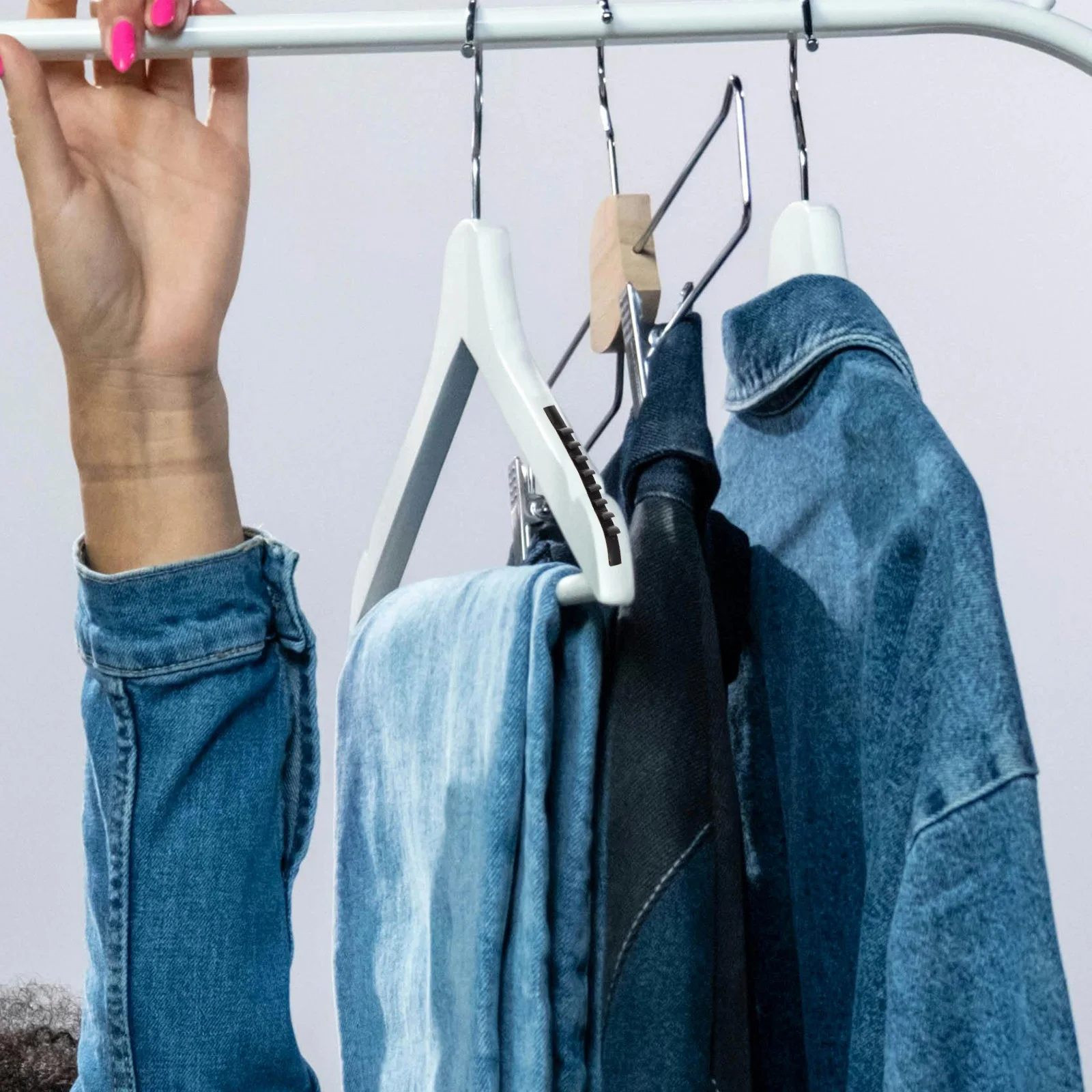 

100Pcs Anti-Skid Silicone Hanger Grip Strips Adhesive Clothes Hanger Accessory for Tank Tops Dresses Bedroom Use