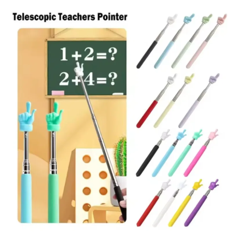 Retractable Teacher Pointer Finger Design StainlessSteel Telescopic School Teaching Pointer Stick Teacher Supplies for Classroom