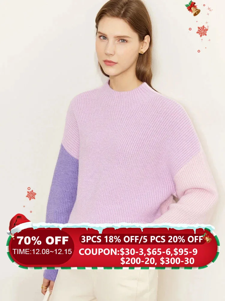 AMII Minimalist Sweaters Women 2024 Spring Street wear Spliced Knitted Top Drop Sleeve Loose Full Pullovers Sweaters 12344144